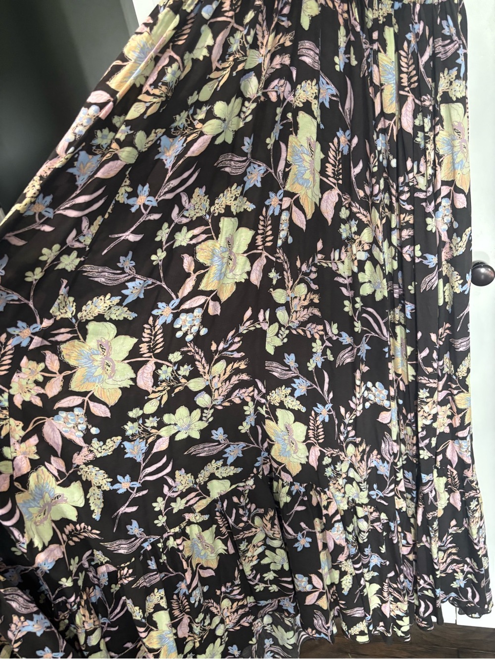 Free People Black Maxi Dress with Pastel Floral Pattern - Picture 4 of 9